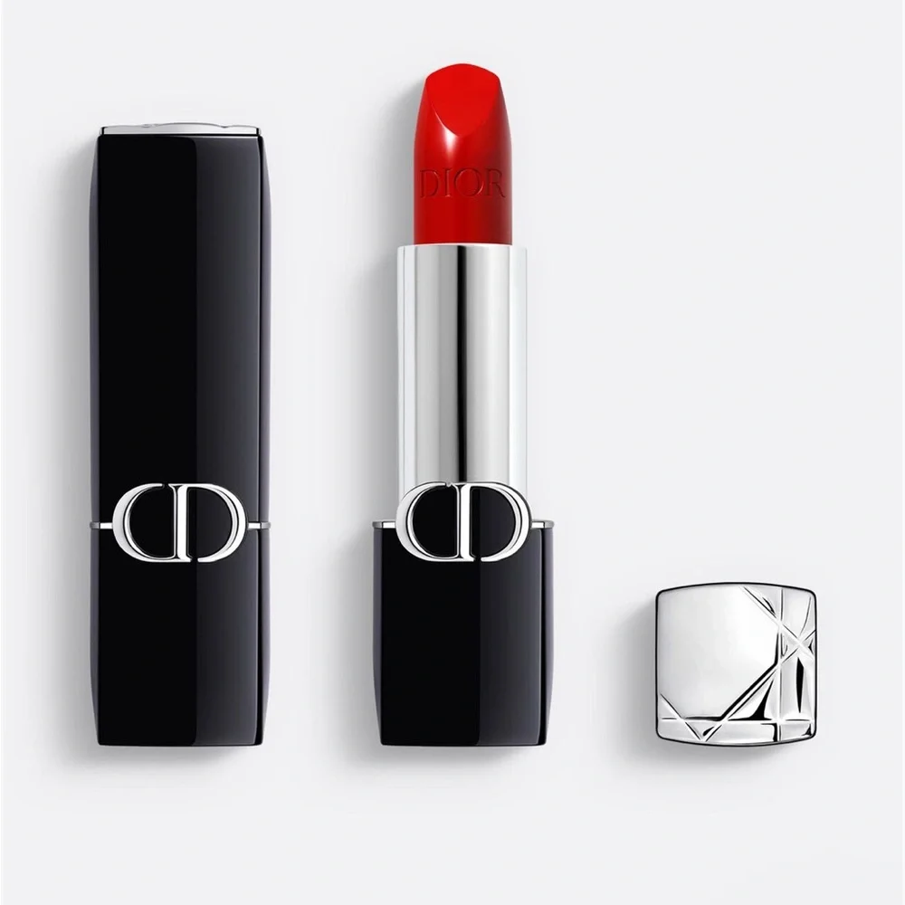 Dior Lipstick Satin 999 Red Long Wear Made In France Floral Lip Care Couture